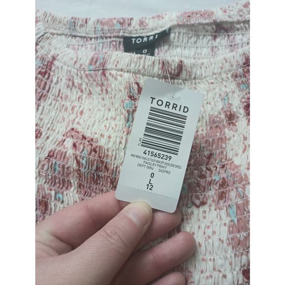 Torrid NWT Maxi Dress Challis Off Shoulder Tulip Hem Dress Paisley Women Large - Picture 6 of 9